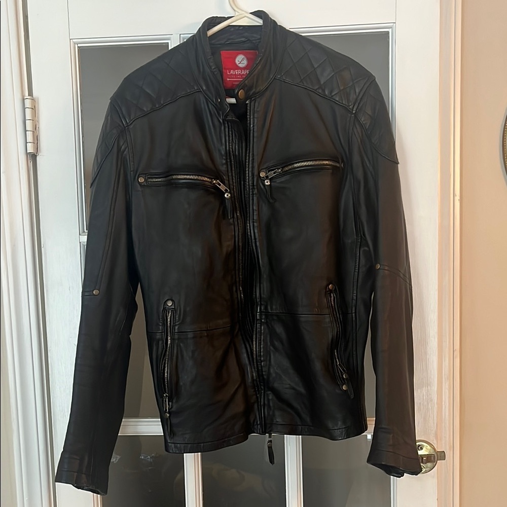 Black Lightweight Motorcycle Jacket with Stand-Up Collar